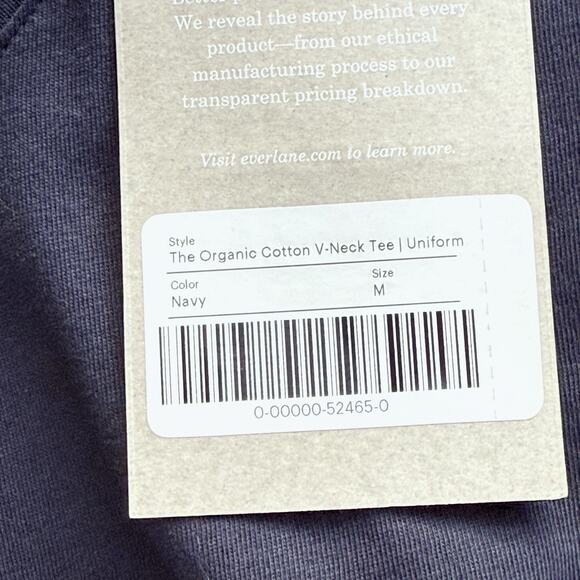 Everlane The Organic Cotton V Neck Tee Mens Medium Navy Blue Minimalist NEW - Picture 8 of 8